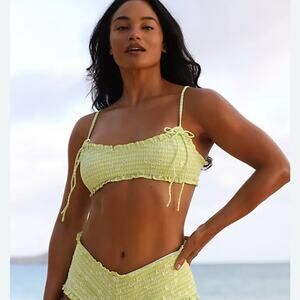 For Love And Lemons daisy flowers Bows coquette Green Bikini Swimwear XL